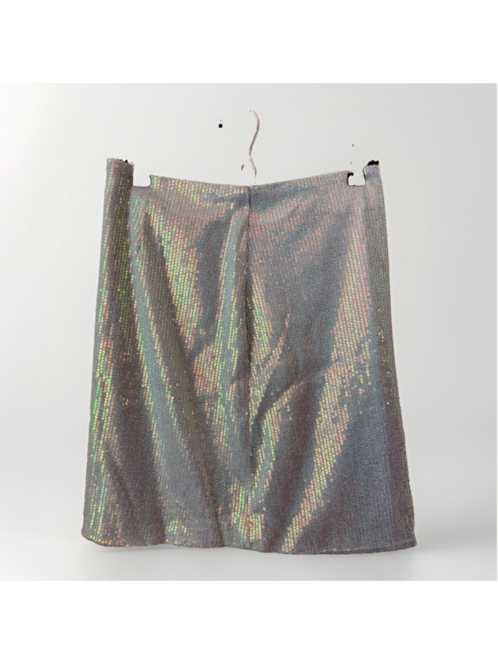 White Birch Silver Iridescent Sequin Mini Skirt Women’s 2X Lined Party Holiday